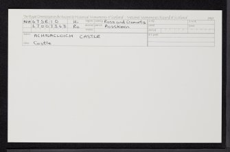 Achnacloich Castle, NH67SE 10, Ordnance Survey index card, Recto