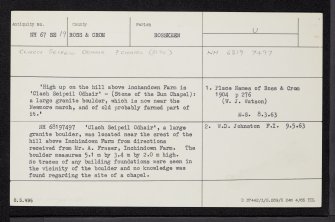 Clach Seipeil Odhair, NH67SE 19, Ordnance Survey index card, Recto