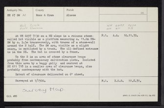 Ardoch, NH67SW 22, Ordnance Survey index card, Recto