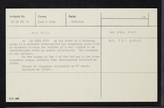 Ardvannie, NH68NE 21, Ordnance Survey index card, Recto
