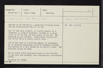 Ardvannie, NH68NE 23, Ordnance Survey index card, Recto