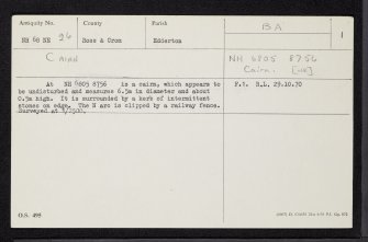 Ardvannie, NH68NE 26, Ordnance Survey index card, page number 1, Recto