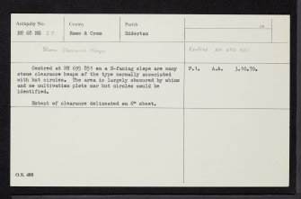 Little Dallas, NH68NE 27, Ordnance Survey index card, Recto