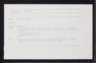 Little Dallas, NH68NE 27, Ordnance Survey index card, Recto