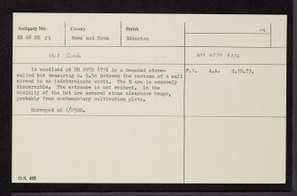 Ardvannie, NH68NE 28, Ordnance Survey index card, Recto