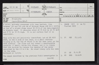 Kyleoag, NH69SE 2, Ordnance Survey index card, page number 1, Recto