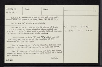 Druim Liath, NH69SW 3, Ordnance Survey index card, page number 2, Verso