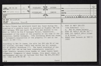 Migdale, NH69SW 22, Ordnance Survey index card, page number 1, Recto