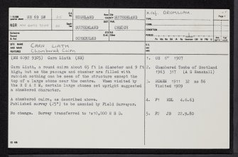 Carn Liath, NH69SW 25, Ordnance Survey index card, page number 1, Recto