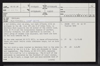 Ordan, NH69SW 34, Ordnance Survey index card, page number 1, Recto