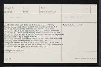 Craig Morile, NH72NE 6, Ordnance Survey index card, Recto