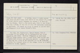 Cnoc An T-Sagairt, NH73NW 4, Ordnance Survey index card, Recto