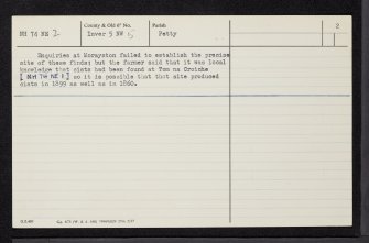 Morayston Farm, NH74NE 2, Ordnance Survey index card, page number 2, Verso