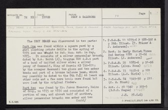 Croy, NH74NE 13, Ordnance Survey index card, page number 1, Recto