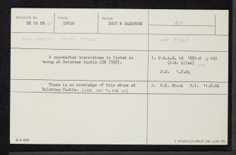 Dalcross Castle, NH74NE 21, Ordnance Survey index card, Recto