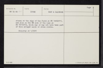 Dalgrambich, NH74NE 25, Ordnance Survey index card, page number 2, Verso