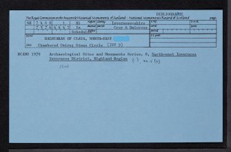 Balnuaran Of Clava, North-East, NH74SE 1, Ordnance Survey index card, Recto