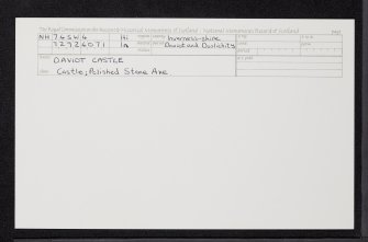 Daviot Castle, NH74SW 4, Ordnance Survey index card, Recto