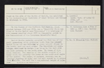 Daviot Castle, NH74SW 4, Ordnance Survey index card, page number 2, Verso