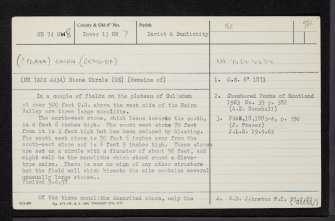 Leanach, NH74SW 8, Ordnance Survey index card, Recto