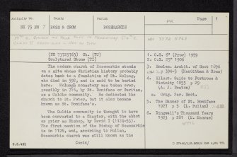 Rosemarkie, Church Place, Rosemarkie Parish Church, NH75NW 7, Ordnance Survey index card, page number 1, Recto