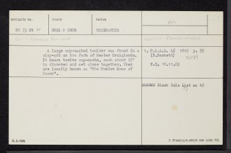 Wester Craiglands, NH75NW 12, Ordnance Survey index card, Recto