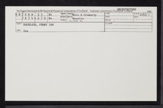 Balblair, Ferry House, NH76NW 25, Ordnance Survey index card, Recto