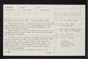 King's Causeway, NH77NE 2, Ordnance Survey index card, page number 1, Recto