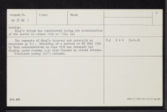 King's Causeway, NH77NE 2, Ordnance Survey index card, page number 2, Verso