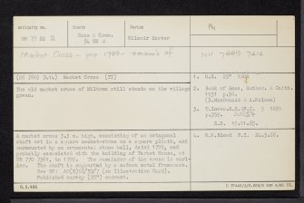 Milton, Market Cross, NH77SE 2, Ordnance Survey index card, Recto