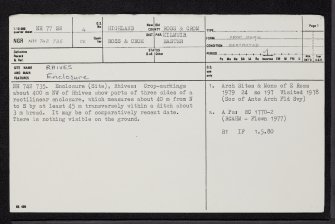 Rhives, NH77SW 4, Ordnance Survey index card, page number 1, Recto