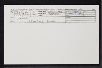 Dornoch, 'Monastic Settlement', NH78NE 14, Ordnance Survey index card, Recto