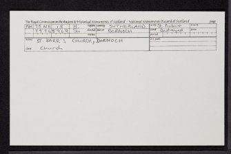 Dornoch, Schoolhill, St Finnbarr's Episcopal Church, NH78NE 18, Ordnance Survey index card, Recto