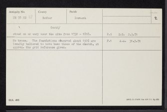 Dornoch, Schoolhill, St Finnbarr's Episcopal Church, NH78NE 18, Ordnance Survey index card, page number 2, Verso