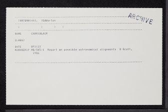 Carriblair, NH78NW 1, Ordnance Survey index card, Recto