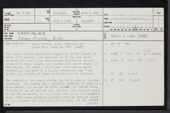Carriblair, NH78NW 1, Ordnance Survey index card, page number 1, Recto