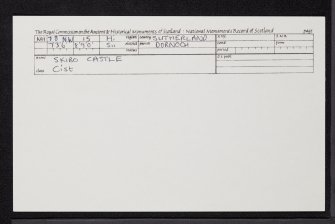 Skibo Castle, NH78NW 15, Ordnance Survey index card, Recto