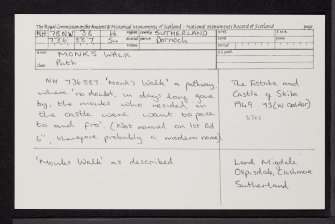 Monk's Walk, NH78NW 36, Ordnance Survey index card, Recto