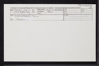 Knockbreck Toll House, NH78SE 14, Ordnance Survey index card, Recto