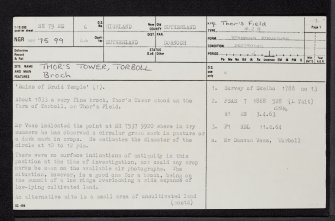 Thor's Tower, Torboll, NH79NE 6, Ordnance Survey index card, page number 1, Recto