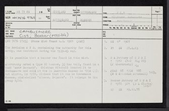 Cambusmore, NH79NE 14, Ordnance Survey index card, page number 1, Recto