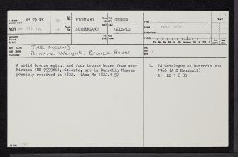 The Mound, NH79NE 35, Ordnance Survey index card, page number 1, Recto