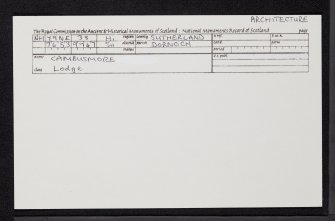 Cambusmore Lodge, NH79NE 38, Ordnance Survey index card, Recto