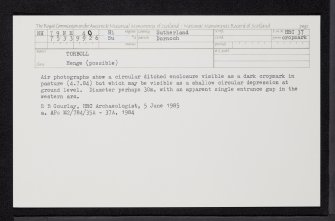 Torboll Farm, NH79NE 40, Ordnance Survey index card, Recto