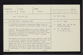 Torri Falaig, NH79NW 18, Ordnance Survey index card, page number 1, Recto