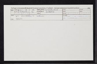 Dornoch, Station Road, St Michael's Well, NH79SE 8, Ordnance Survey index card, Recto