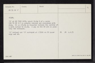 Clashmore Wood, NH79SW 5, Ordnance Survey index card, page number 2, Verso