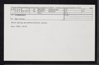 Achormlarie, NH79SW 13, Ordnance Survey index card, Recto