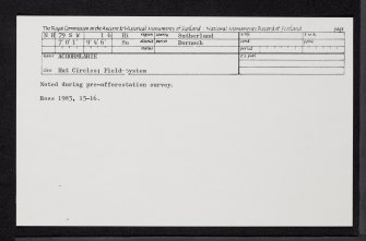 Achormlarie, NH79SW 16, Ordnance Survey index card, Recto