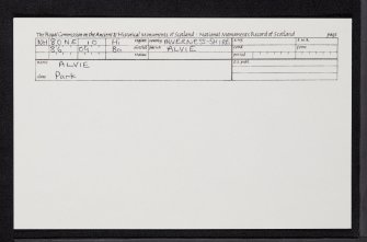 Alvie, NH80NE 10, Ordnance Survey index card, Recto